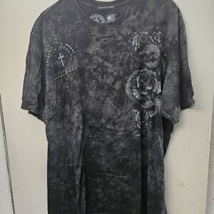 Affliction Black Short Sleeve Tee with Ornate Graphic Design